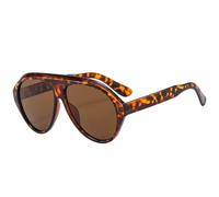 HPIRME Lunettes de soleil vintage One Piece pour femmes et hommes, monture large, style punk, protection UV400 (marron léopard)