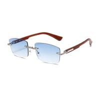 HPIRME Lunettes de soleil vintage sans monture pour femme, verres transparents dégradés, verres UV400 (taille unique/dégradé bleu argenté)