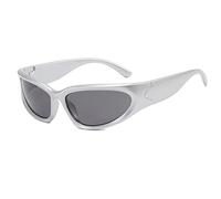HPIRME Lunettes de soleil yeux de chat de style rétro pour femmes lunettes de miroir colorées pour hommes lunettes de soleil de sport punk, gris argenté, taille unique