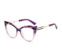 HPIRME Lunettes de vue tendance pour femmes, grand cadre (violet transparent)