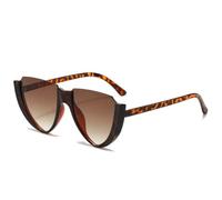 HPIRME Lunettes demi-monture tendance pour hommes et femmes, style rétro luxe punk, protection UV400 pour la conduite en extérieur (dégradé léopard thé)