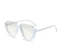 HPIRME Lunettes demi-monture tendance pour hommes et femmes, style rétro punk luxueux, protection UV400 pour la conduite en extérieur (blanc argenté)