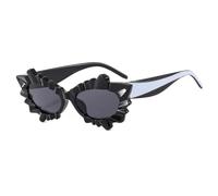 HPIRME Lunettes irrégulières pour femmes, style steampunk, UV400 (C2 noir, blanc et noir)