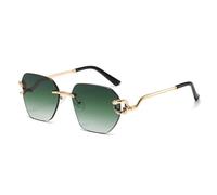 HPIRME Lunettes irrégulières sans cadre avec monture en métal et miroir tendance (vert)