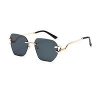 HPIRME Lunettes irrégulières sans cadre avec monture en métal et pieds miroir tendance (noir)
