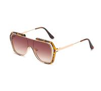 HPIRME Lunettes One Piece pour hommes et femmes, style vintage punk, protection UV400 pour la conduite en extérieur (teinte dégradée or thé).