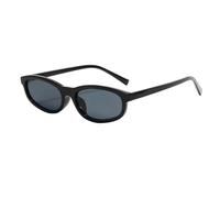 HPIRME Lunettes ovales à petite monture, couleur vive, tendance, pour hommes et femmes, protection UV400 (noir et gris)