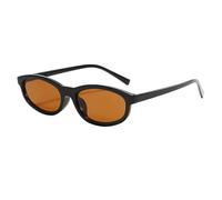 HPIRME Lunettes ovales à petite monture, couleur vive, tendance, pour hommes et femmes, protection UV400 (noir et marron)