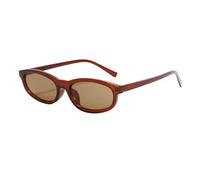 HPIRME Lunettes ovales à petite monture, couleur vive, tendance, pour hommes et femmes, verres teintés UV400 (thé foncé)