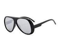 HPIRME Lunettes ovales surdimensionnées pour le sport, l'équitation et les activités de plein air, protection UV400 (noir/argent)