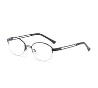 HPIRME Lunettes ovales tendance pour femmes, style vintage, demi-montures transparentes, verres océan, verres UV400, pour hommes (noir transparent)