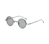 HPIRME Lunettes polarisées rétro en métal, petites, rondes, style punk, pour homme et femme, transparentes, UV400 (taille unique/gris clair)