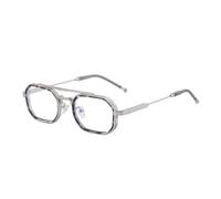 HPIRME Lunettes polygonales à double cadre en métal pour hommes, petite monture, miroirs d'extérieur tendance (léopard gris clair)