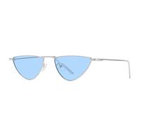 HPIRME Lunettes punk en métal pour femmes et hommes, style vintage, œil de chat, dorées, verres UV400 (argenté-bleu)