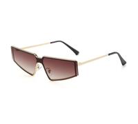 HPIRME Lunettes rectangulaires à monture métallique pour femmes et hommes, style vintage steampunk, verres UV400 (doré et marron)