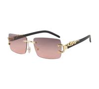 HPIRME Lunettes rectangulaires décoratives, protection UV400, monture sans contour, métal (gris rose)