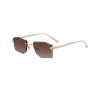 HPIRME Lunettes rectangulaires en métal pour femmes, monture polygonale sans monture, tendance et luxueuse (marron)