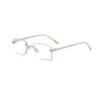 HPIRME Lunettes rectangulaires en métal pour femmes, tendance et luxueuses, monture polygonale sans monture (transparentes)