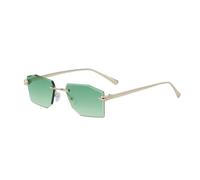 HPIRME Lunettes rectangulaires en métal pour femmes, tendance et luxueuses, monture polygonale sans monture (vert)
