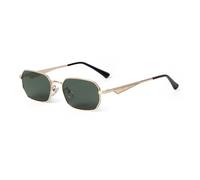 HPIRME Lunettes rectangulaires en métal tendance pour femmes et hommes, style polygone vintage (5)