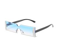 HPIRME Lunettes rectangulaires en métal tendance pour femmes et hommes, style vintage, protection UV400 (noir et bleu clair).