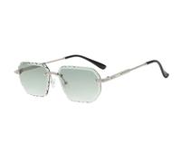 HPIRME Lunettes rectangulaires sans monture tendance, verres océan vintage (argenté-vert)