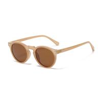 HPIRME Lunettes rétro polarisées pour hommes et femmes, style vintage, petites tailles rondes (C2 - Marron)