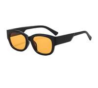 HPIRME Lunettes rétro punk, petites lunettes rectangulaires, style vintage, pour femmes, nuances tendance (noir-orange)