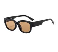 HPIRME Lunettes rétro punk, petites, rectangulaires, style vintage, pour femmes, nuances tendance (noir-marron clair)