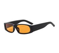 HPIRME Lunettes rétro rectangulaires petites pour femmes et hommes, protection UV400 pour la photographie de rue (noir et orange)
