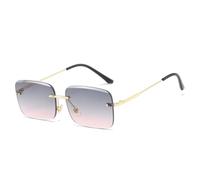 HPIRME Lunettes rétro sans monture pour femmes, verres dégradés, verres découpés en métal (TF2621-C5)