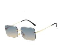 HPIRME Lunettes rétro sans monture pour femmes, verres dégradés, verres découpés, métal (TF2621-C4)