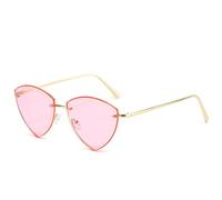HPIRME Lunettes rétro tendance pour femmes et hommes, monture triangulaire en métal de luxe sans cadre, protection UV400 pour l'extérieur (or et rose)