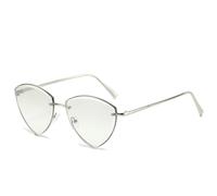 HPIRME Lunettes rétro tendance pour femmes et hommes, monture triangulaire en métal de luxe sans cadre, protection UV400 pour l'extérieur (argenté).