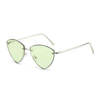 HPIRME Lunettes rétro tendance pour femmes et hommes, monture triangulaire en métal de luxe sans cadre, protection UV400 (argent vert)