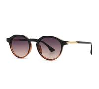HPIRME Lunettes rondes dégradées pour femmes, verres UV400, style rétro, style punk (thé noir, thé gris)