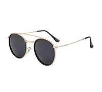HPIRME Lunettes rondes rétro en métal pour hommes et femmes, monture steampunk, verres tendance, UV400 (or, noir, gris)