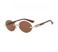 HPIRME Lunettes rondes rétro pour femmes et hommes, monture sans monture, verres teintés UV400 (bois marron)