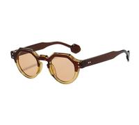 HPIRME Lunettes rondes tendance pour femmes, vintage, hommes, luxe, punk, multicolores, steampunk (jaune-marron clair)
