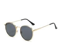 HPIRME Lunettes rondes tendance vintage avec protection UV et monture métallique (doré, noir et gris)