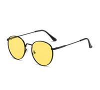 HPIRME Lunettes rondes tendance vintage avec protection UV et monture métallique (noir et jaune)