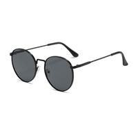 HPIRME Lunettes rondes tendance vintage avec protection UV et monture métallique (noir-gris)