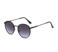HPIRME Lunettes rondes tendance vintage avec protection UV et monture métallique (noir, gris et bleu)