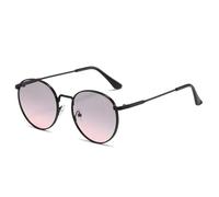 HPIRME Lunettes rondes tendance vintage avec protection UV et monture métallique (noir, gris et rose)