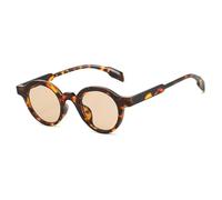HPIRME Lunettes rondes vintage tendance pour femmes, style steampunk, luxe, style hip-hop, UV400 (léopard-marron clair)