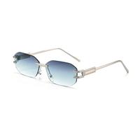 HPIRME Lunettes sans monture pour hommes et femmes, monture rectangulaire en métal, style tendance (C3 Argent gris bleu)