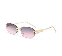 HPIRME Lunettes sans monture pour hommes et femmes, monture rectangulaire en métal, style tendance (C5 Gris rose)
