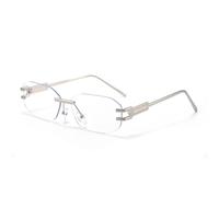 HPIRME Lunettes sans monture pour hommes et femmes, monture rectangulaire en métal, style tendance (C7 Argent)