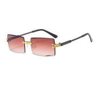 HPIRME Lunettes tendance sans monture, protection UV, pour hommes et femmes, rectangulaires, sans cadre (thé dégradé)