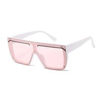 HPIRME Lunettes vintage One Piece pour femme et homme, mode luxe, grande monture, protection UV400 (blanc/rose)